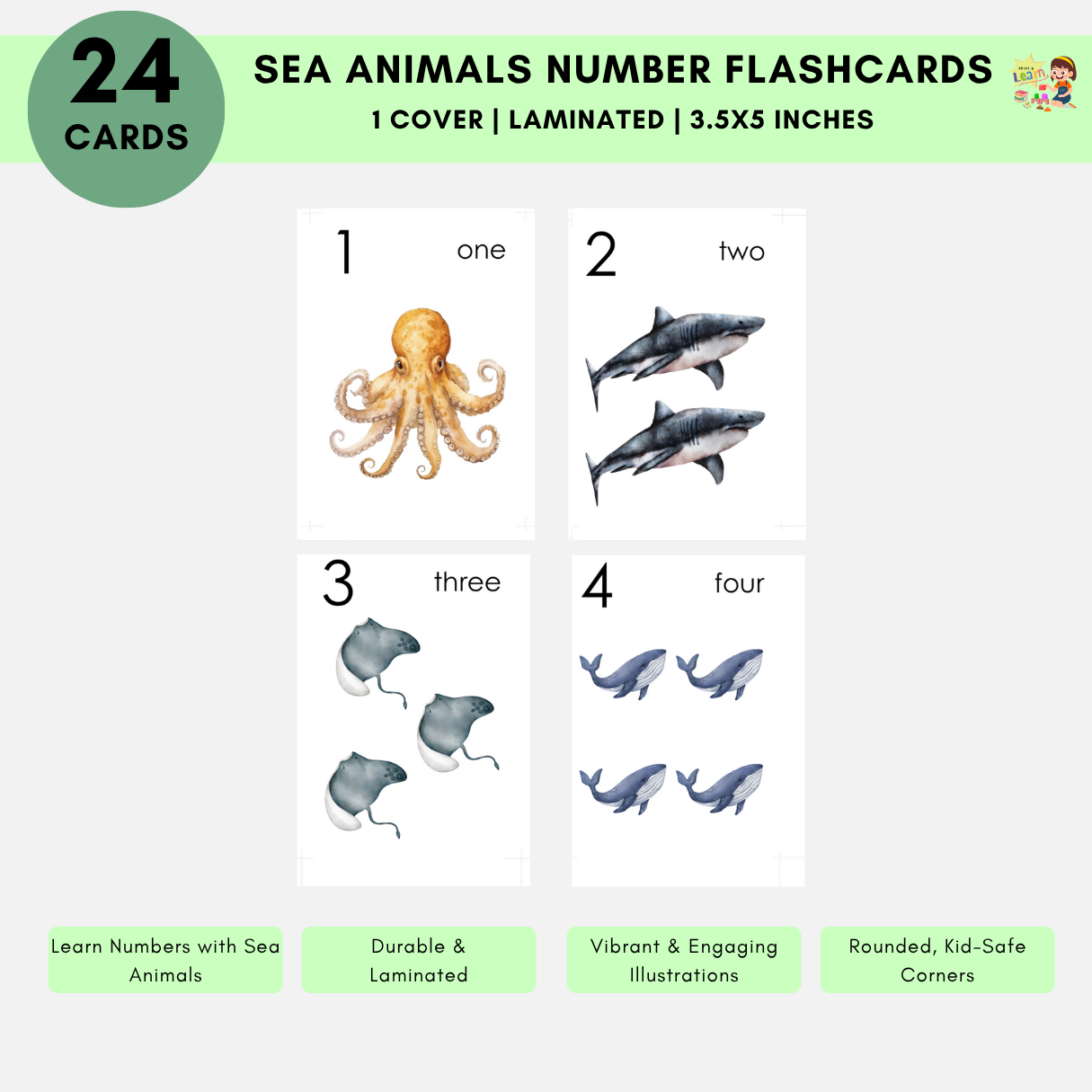 Flashcard: Sea Animals Counting