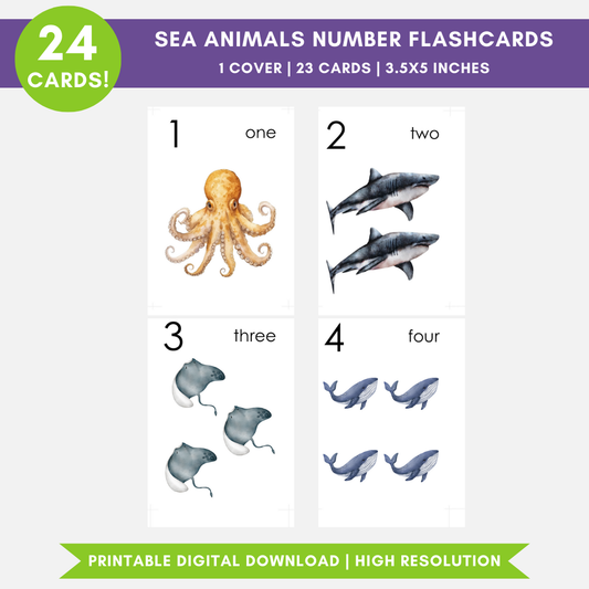 Sea Animals Numbers Flashcards (Digital Only)