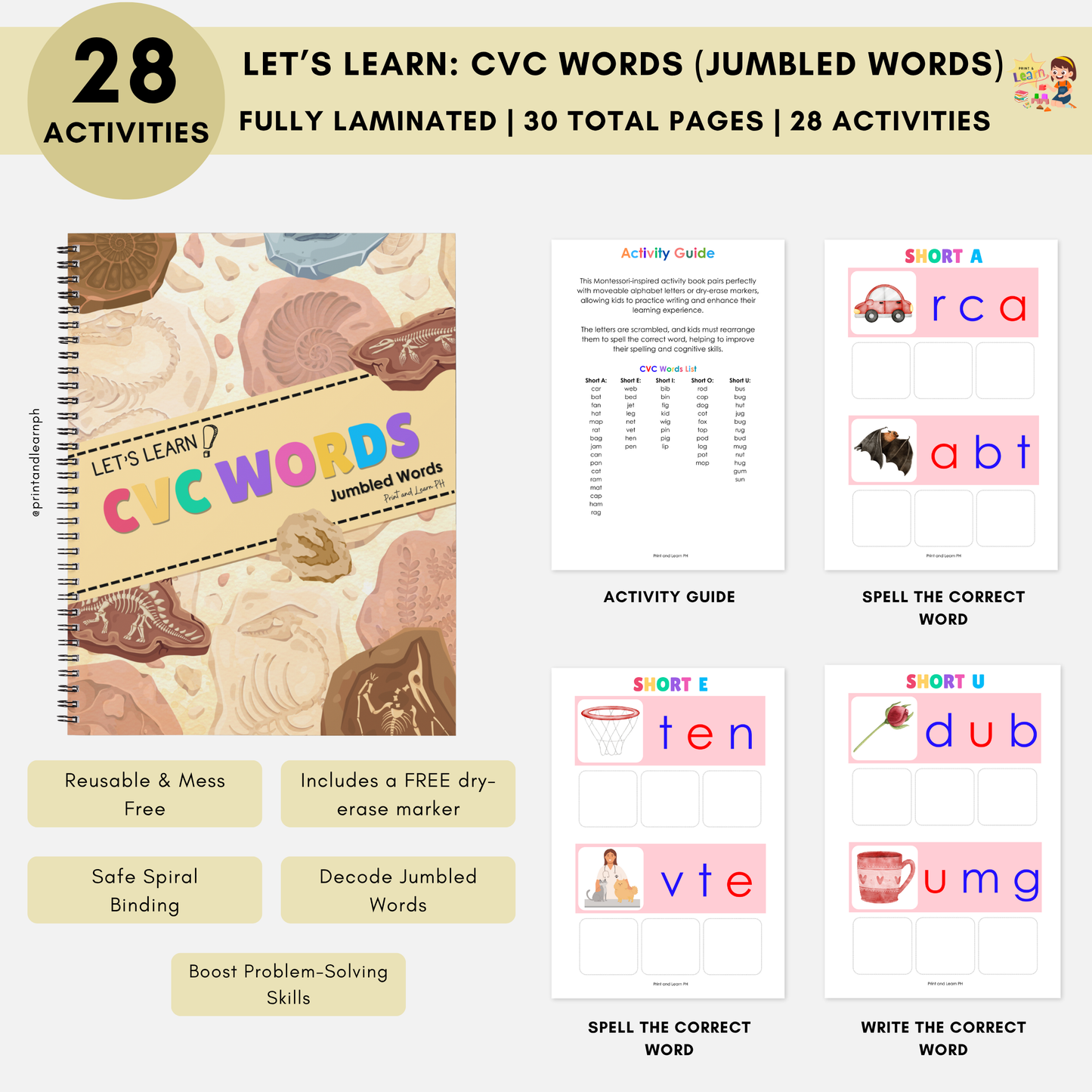 Let’s Learn: CVC Words (Jumbled Words)
