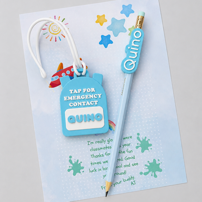 Personalized NFC Emergency Bag Tag & Pencil BUNDLE