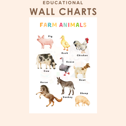 Educational Wall Charts: Farm Animals